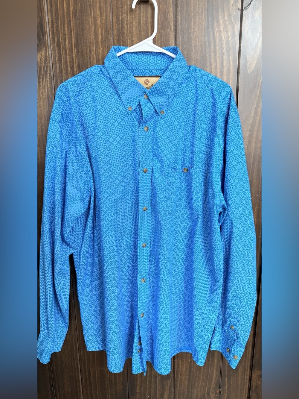 Wrangler Blue Patterned Button-Down Western Shirt-Size:XL - Picture 2 of 7